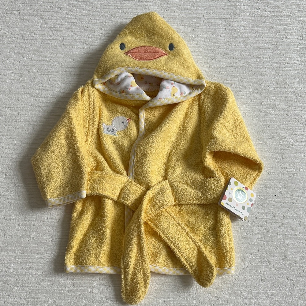 Yellow Duck Hooded Baby Bathrobe NWT